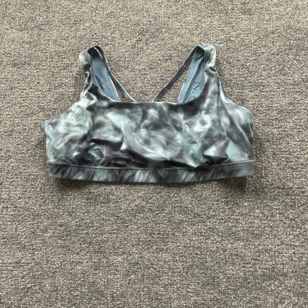 Athleta Sports Bra Womens Size M Blue Tie Dye Strappy Back Athletic Yoga Gym